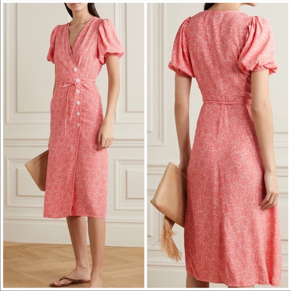 Faithfull the Brand pink floral midi dress